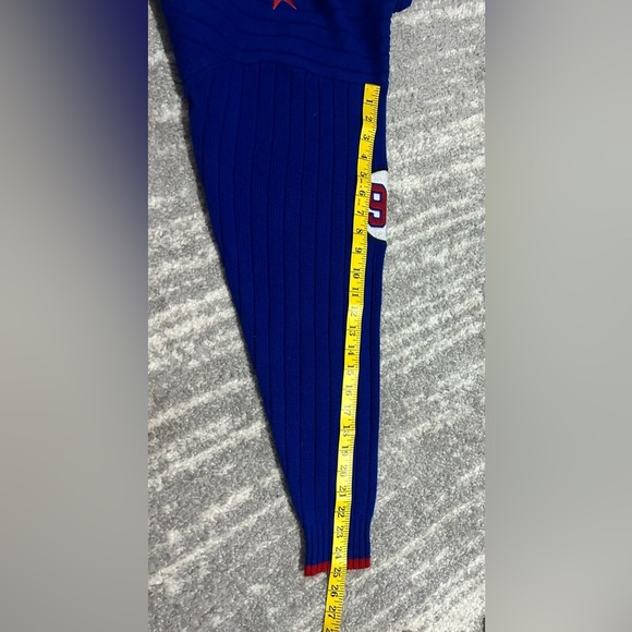 VTG Los Angeles Varsity Sweater Sz L Men Mock Neck 1996 Blue Sports Preppy Jock - Picture 7 of 7